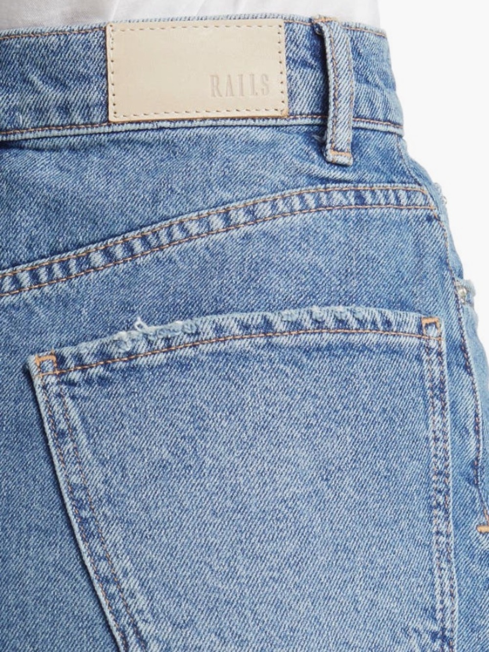 NWT RAILS Medium Wash Denim Midi Skirt Raw Hem Distressed Size 24 - Picture 5 of 6